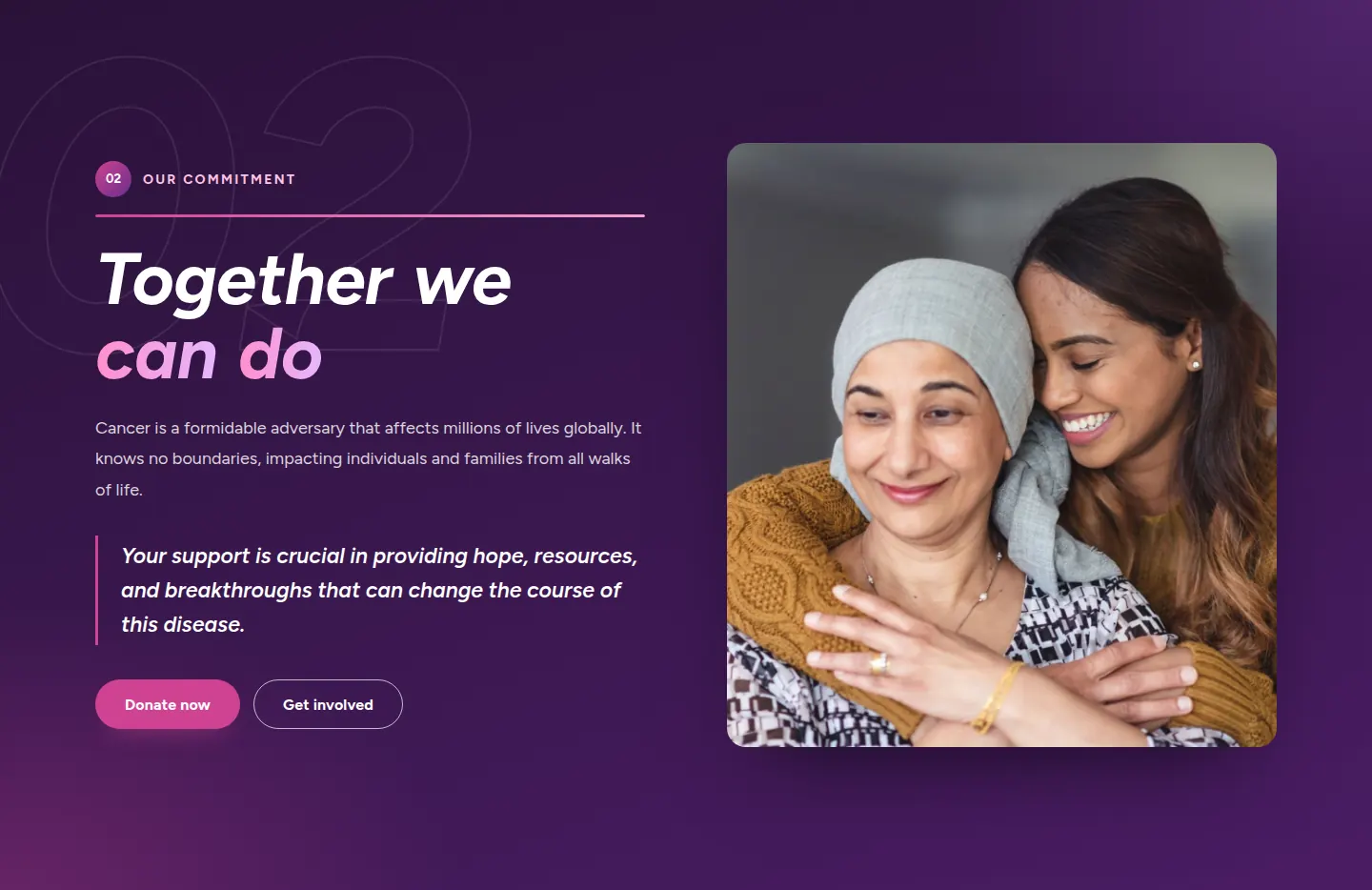 Our commitment section: Together we can do, with Donate now and Get involved buttons