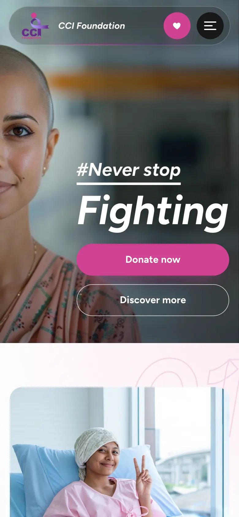 CCI Foundation homepage on a mobile phone