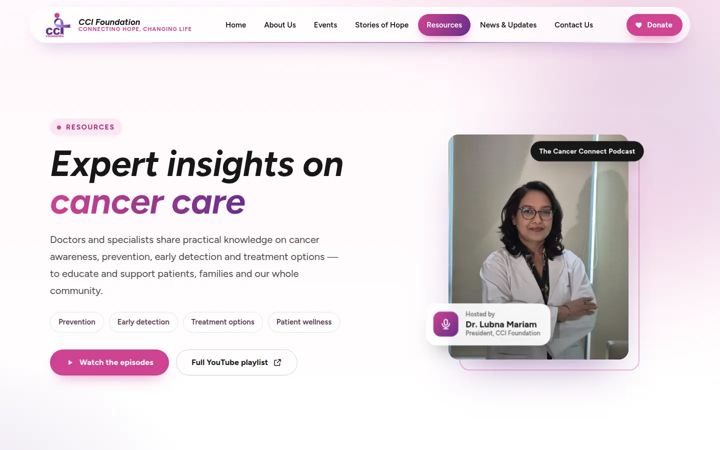 CCI Foundation Resources page: Expert insights on cancer care