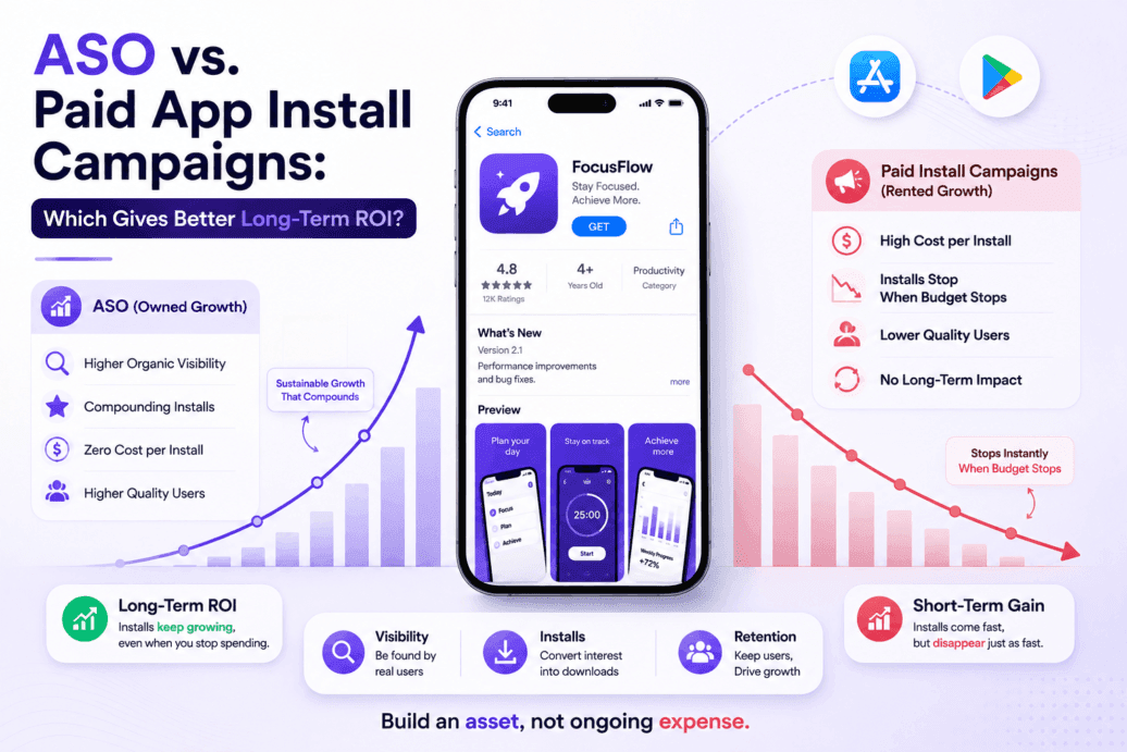 ASO vs. Paid App Install Campaigns: Which Gives Better Long-Term ROI?