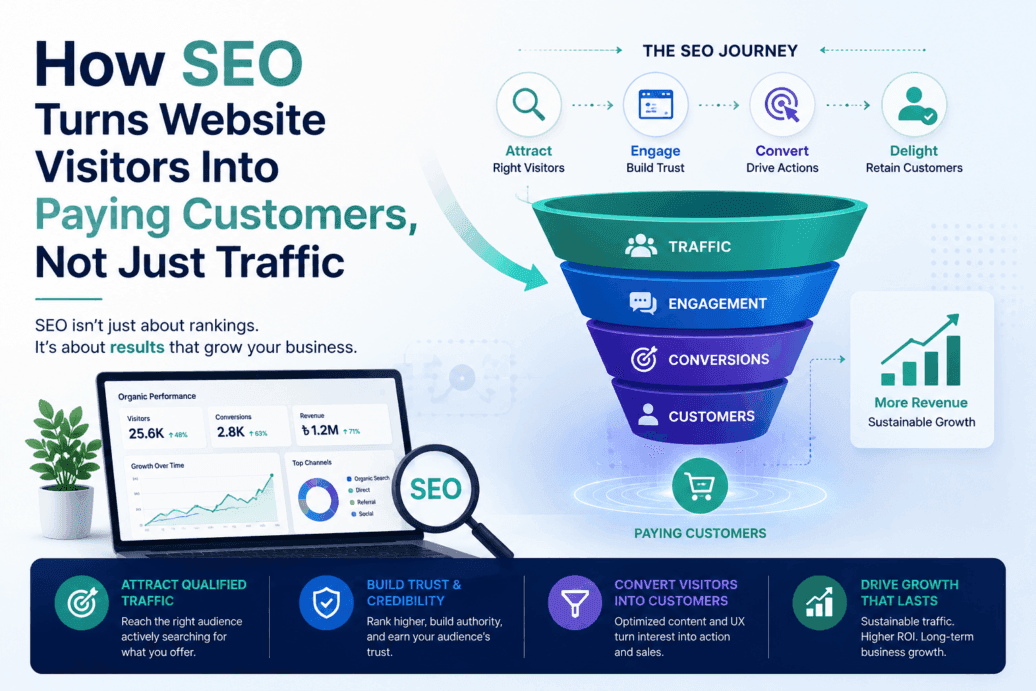How SEO Turns Website Visitors Into Paying Customers, Not Just Traffic