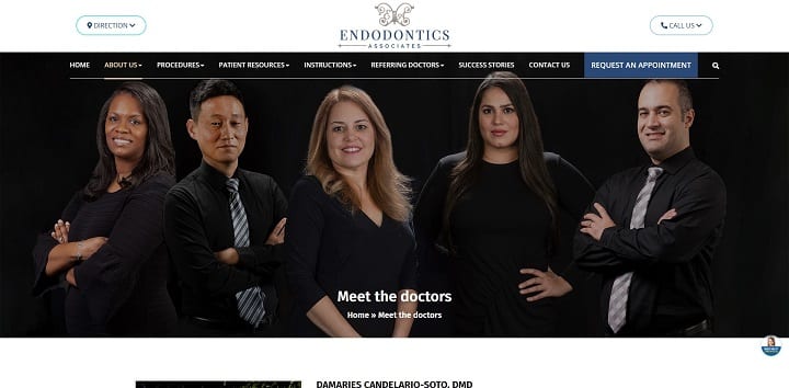 Endodontics Assocaites’ “Meet the Doctors” page is a solid example of EEAT