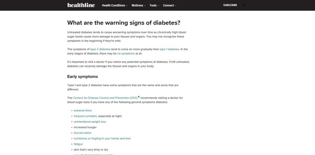 Topic clusters on Healthline article